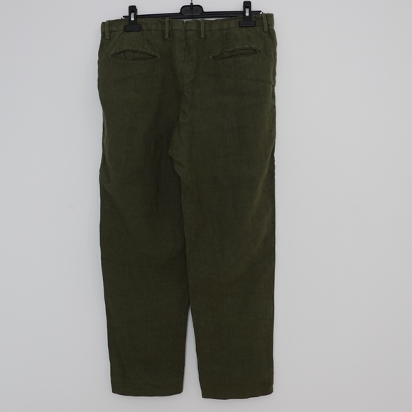 Boglioli Men's Italy 100% Linen Dark Green/Khaki Casual Pants Size US 34 - Picture 7 of 10